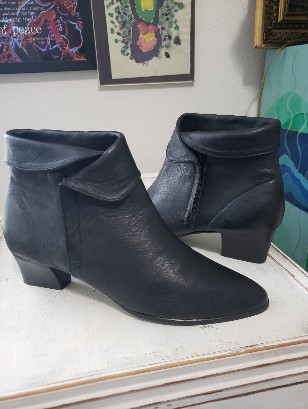 Vintage Apostrophe Leather Booties